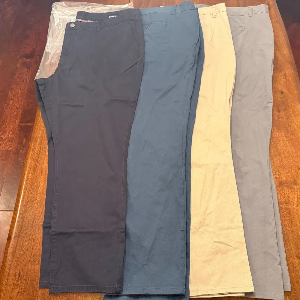 BUNDLE: Four 46x30 Bonobos Original Stretch Washed Chino - Blue, Khaki and Grey - Picture 1 of 3